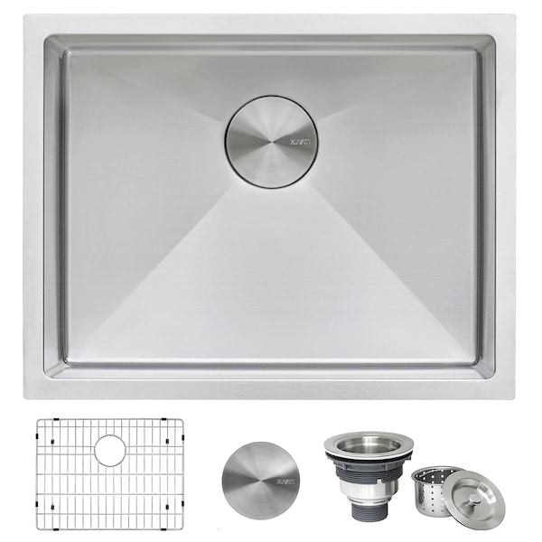 Ruvati 23" Undermount 16 Gauge Tight Radius SS Kitchen Sink Single Bowl RVH7123 - main